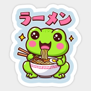 Cute Frog Eating Ramen Kawaii Anime Toad Lover Sticker